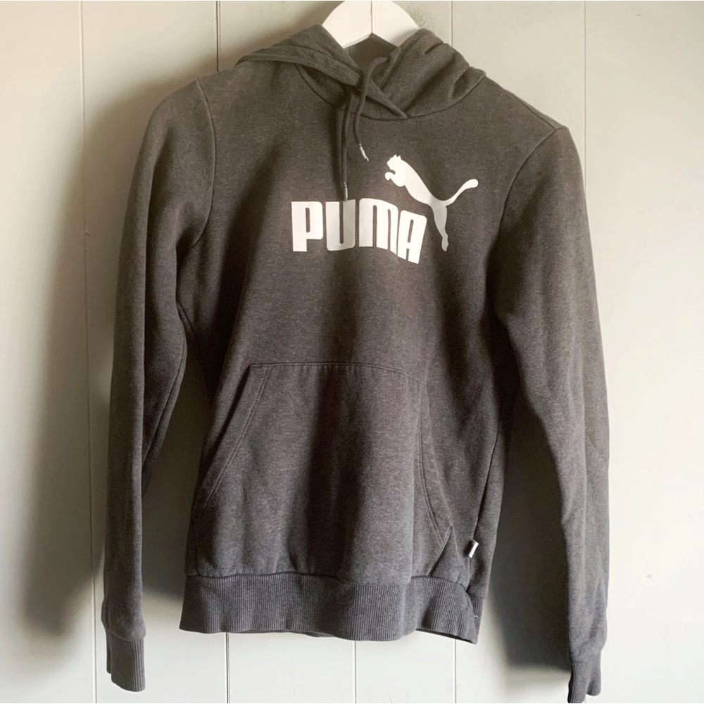 PUMA Big Logo Charcoal Hoodie Youth S